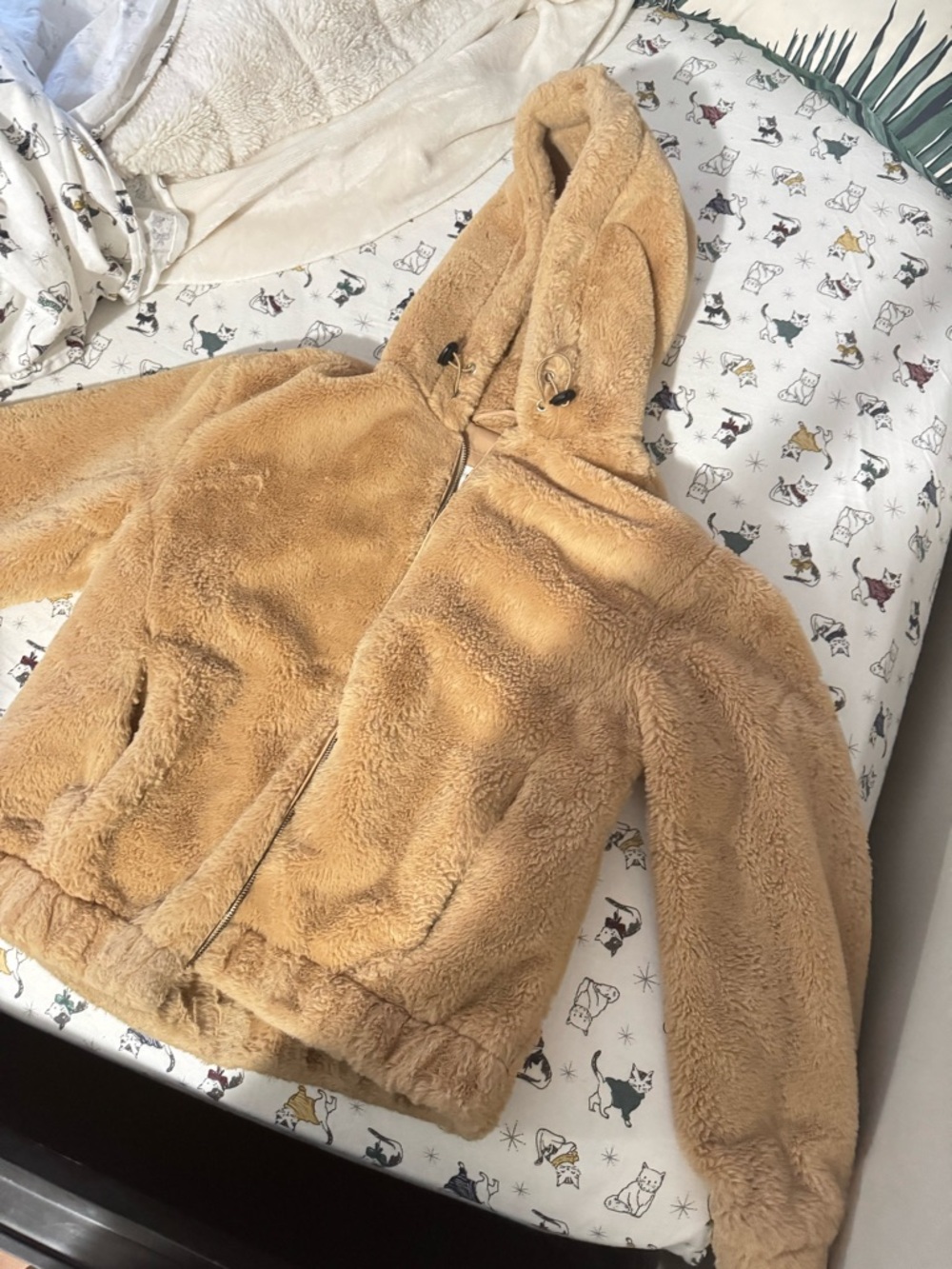 BlueNotes Faux Fur Zip Up Hoodie Small - Brown